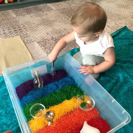 Rainbow Rice Sensory Bin